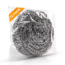 12Pack Upgraded Steel Wool Scrubbers by ovwo - Premium Stainless Steel Scrubber, Metal Scouring Pads, Steel Wool Pads, Kitchen Cle