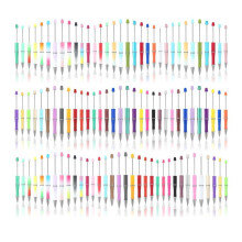 Beadable Pens Bulk Beadable Pens Kit,Ballpoint Pen Shaft Black Ink Beaded Pens for School DIY Making Office