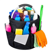 Wanheart Cleaning Caddy with Handle, 18L Foldable Cleaning Supplies Organizer, MultiPocket Large Cleaning Caddy Bag