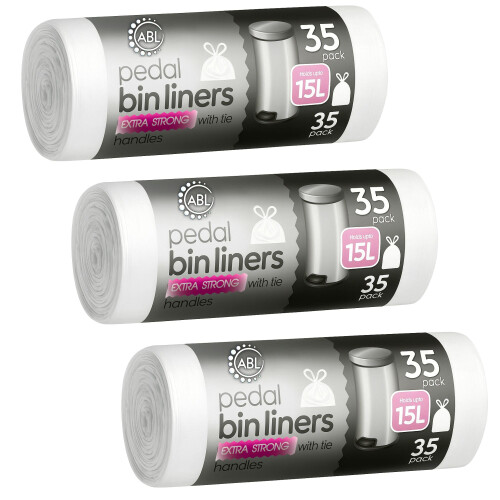 Extra Pedal Bin Liners 15l Plastic Bags | Bin Liners w/ Tie Handles