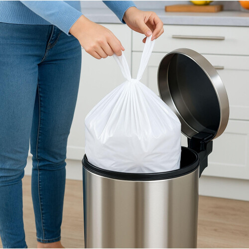 Extra Pedal Bin Liners 15l Plastic Bags | Bin Liners w/ Tie Handles 2