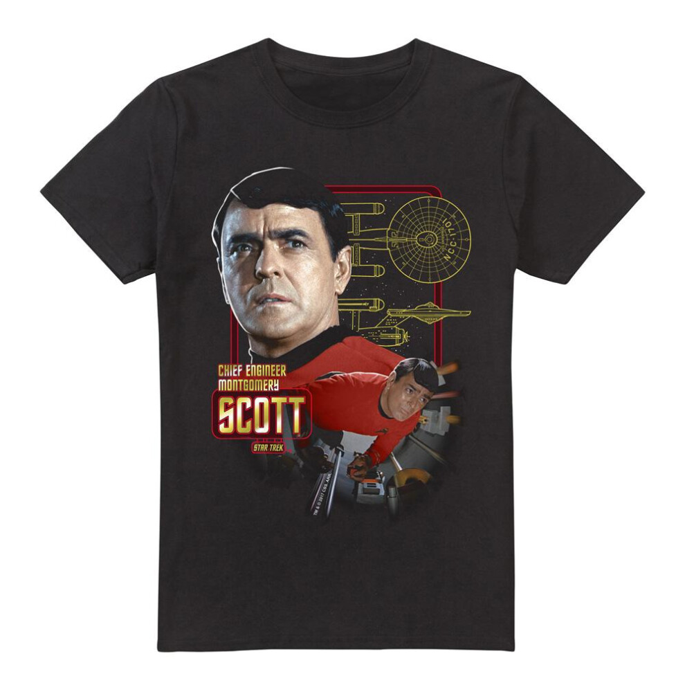Star Trek (M, ) Mens Chief Engineer Scott T-Shirt Black