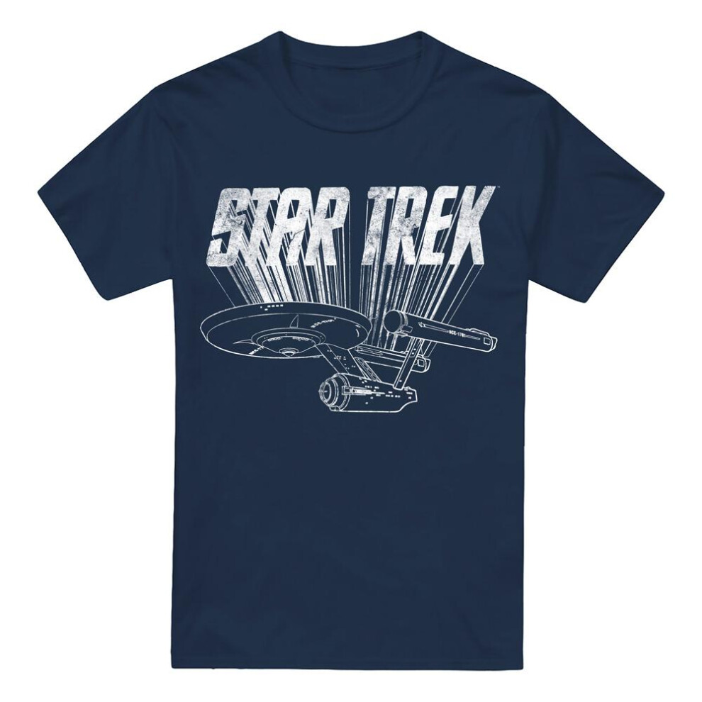 Star Trek (5Xl, Navy) Mens Ship T-Shirt Blue,Multicoloured