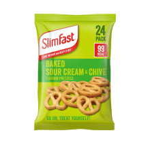 SlimFast • Pretzel Snack Bag • Sour Cream & Chive Flavour • Low Calorie Snack •