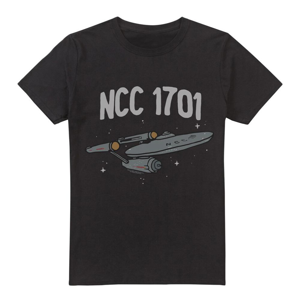 Star Trek (M, ) Mens The First Enterprise T-Shirt Black