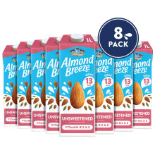 Blue Diamond Almond Breeze Unsweetened Almond Milk 8 x 1L