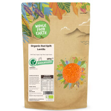 Wholefood Earth Organic Red Split Lentils 500g GMO Free | Vegan | High Fibre | High Protein | Certified Organic