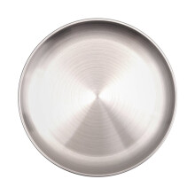 Plato para Escupir Huesos de Acero Inoxidable de 26 Cm, Bandeja Poco Profunda Plateada, Disco de Comedor de Metal, Plato Redondo, Vajilla de Postre