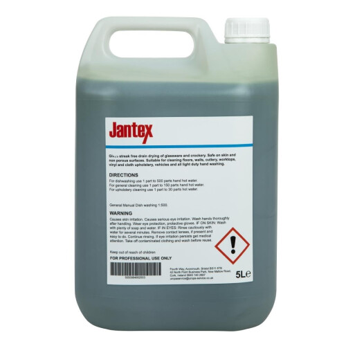Jantex Washing Up Liquid Concentrate 5 Litre, Green, Pack Quantity: 1 2