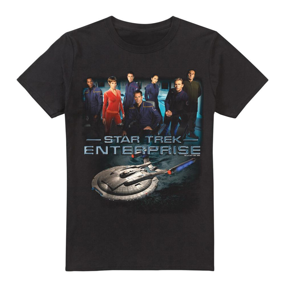 Star Trek (L, ) Mens Enterprise Crew T-Shirt Black