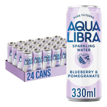 AQUA Libra Sparkling Water, Sugar Free Fruit Water, No Sugar, No Calories Blueberry & Pomegranate