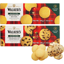 Walkers Gluten Free Biscuits All Butter and Chocolate Chip Shortbread Rounds Pack of 2