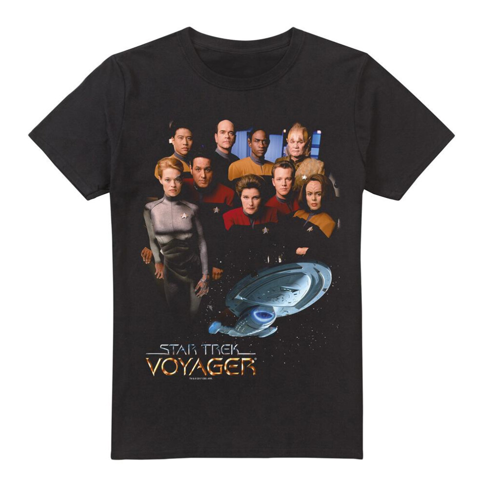 Star Trek (L, ) Mens Voyager Crew T-Shirt Black