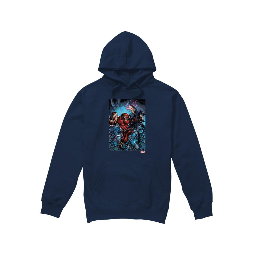 Marvel (L, Navy) Mens X-Men Destroy Juggernaut Hoodie Blue,Multicoloured