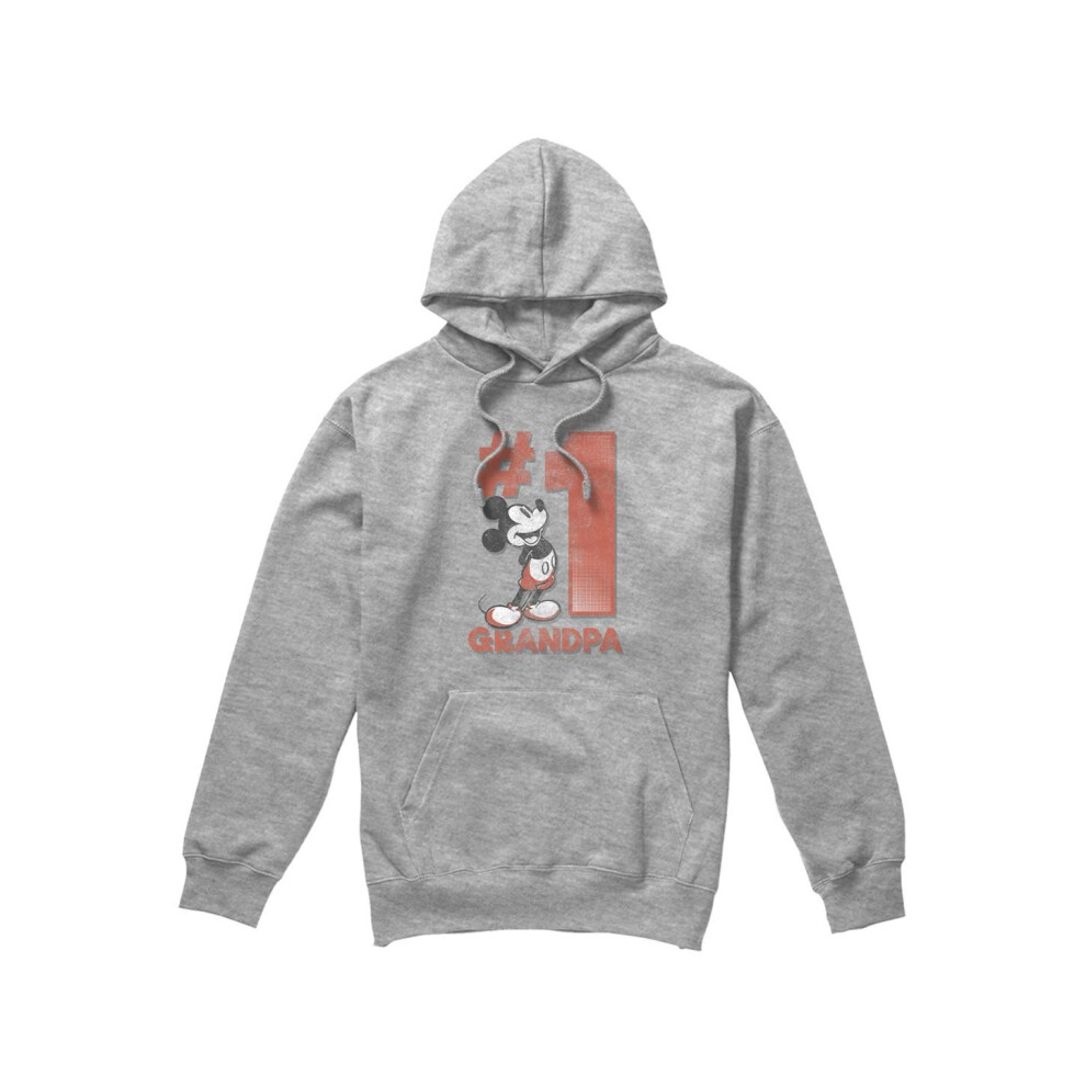 Disney (L, Sport Heather) Mens Number 1 Grandpa Mickey Mouse Hoodie Multicoloured