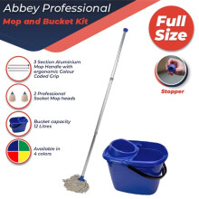 Abbey Professional Mop and Bucket Set Heavy Duty with Wringer and Two