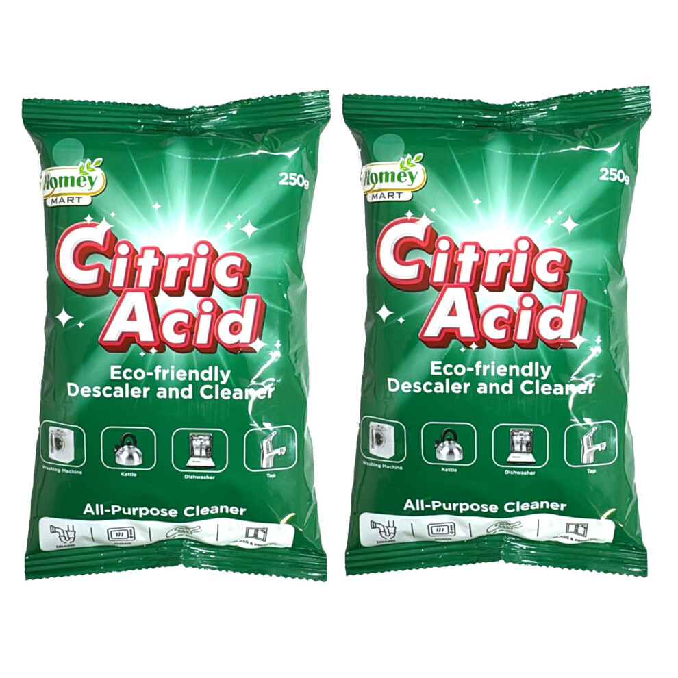 2 X Citric Acid Natural Appliance Descaler All-Purpose Cleaner Limescale Remover - 250G Homey Mart