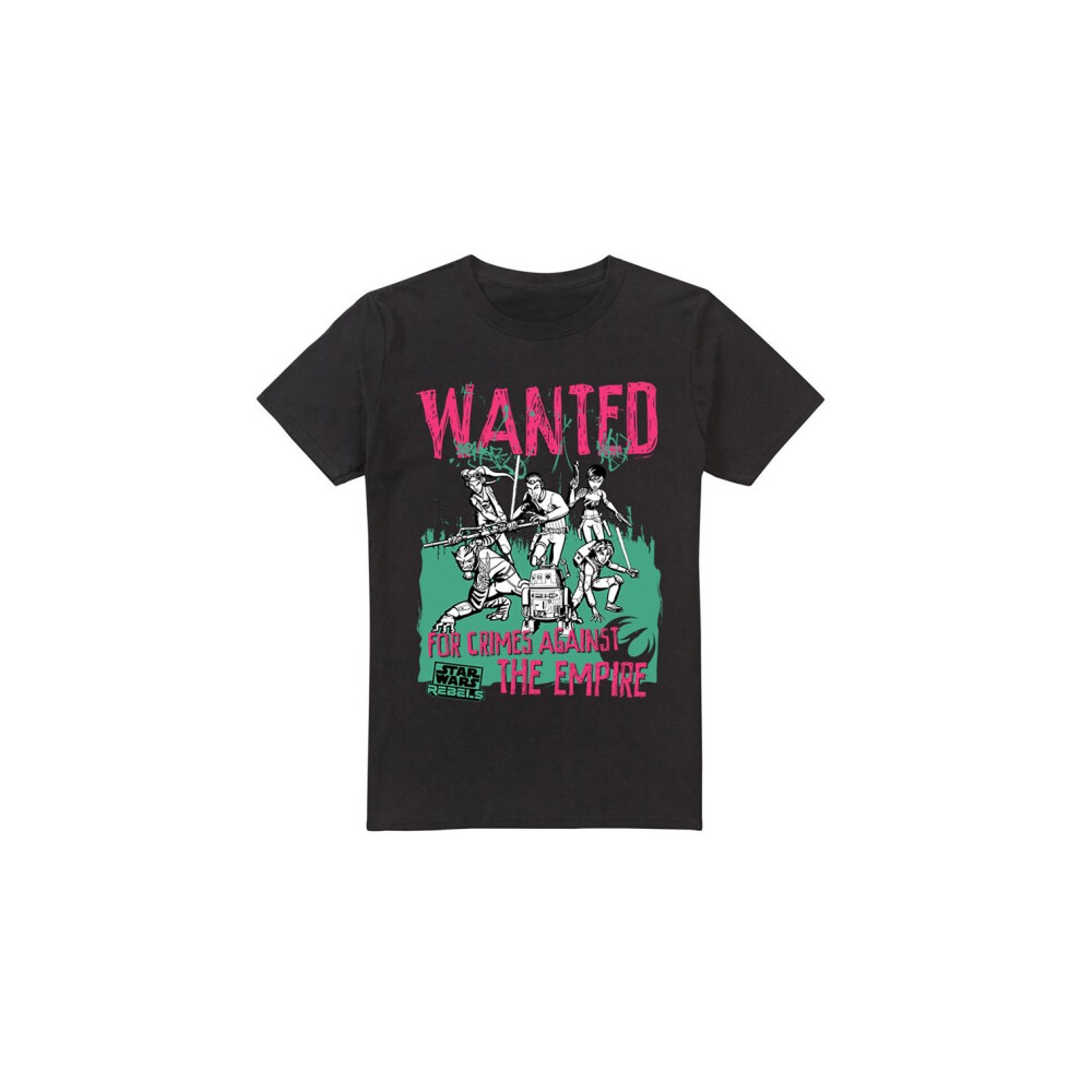 Star Wars (Xxl, ) Mens Wanted Rebels T-Shirt Black