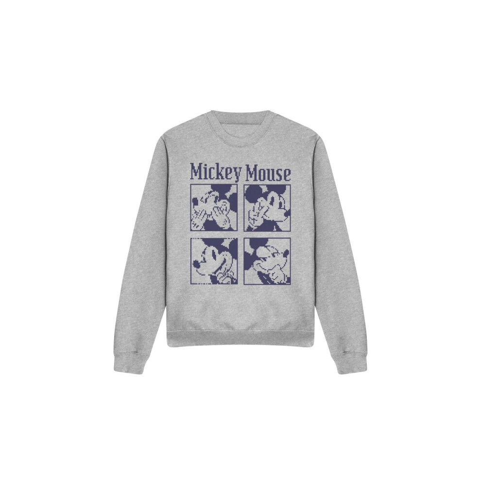 Disney (Xxl, Sport Heather) Unisex Adult Mickey Mouse Pixelated Sweatshirt Multicoloured