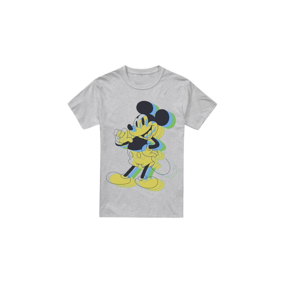 Disney (L, Sport Heather) Mens Trippy Mickey Mouse T-Shirt Multicoloured