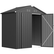 6x4ft Metal With Lockable Door Outdoor Storage Shed