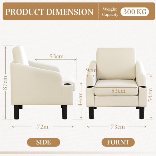 YODOLLA Fabric Accent Armchair with Cup Holders 2
