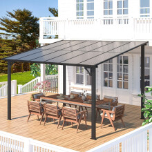 Aluminium Gazebo Outdoor,Wall-Mounted Lean to Metal Gazebos Pergola