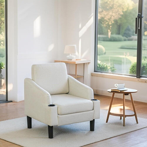 YODOLLA Fabric Accent Armchair with Cup Holders 1