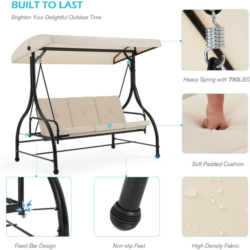 3 Seater Garden Swing Seat Bed 2