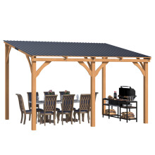 12' x 10' Outdoor Wooden Gazebo, Patio Lean to Hardtop Pergolas and Gazebos