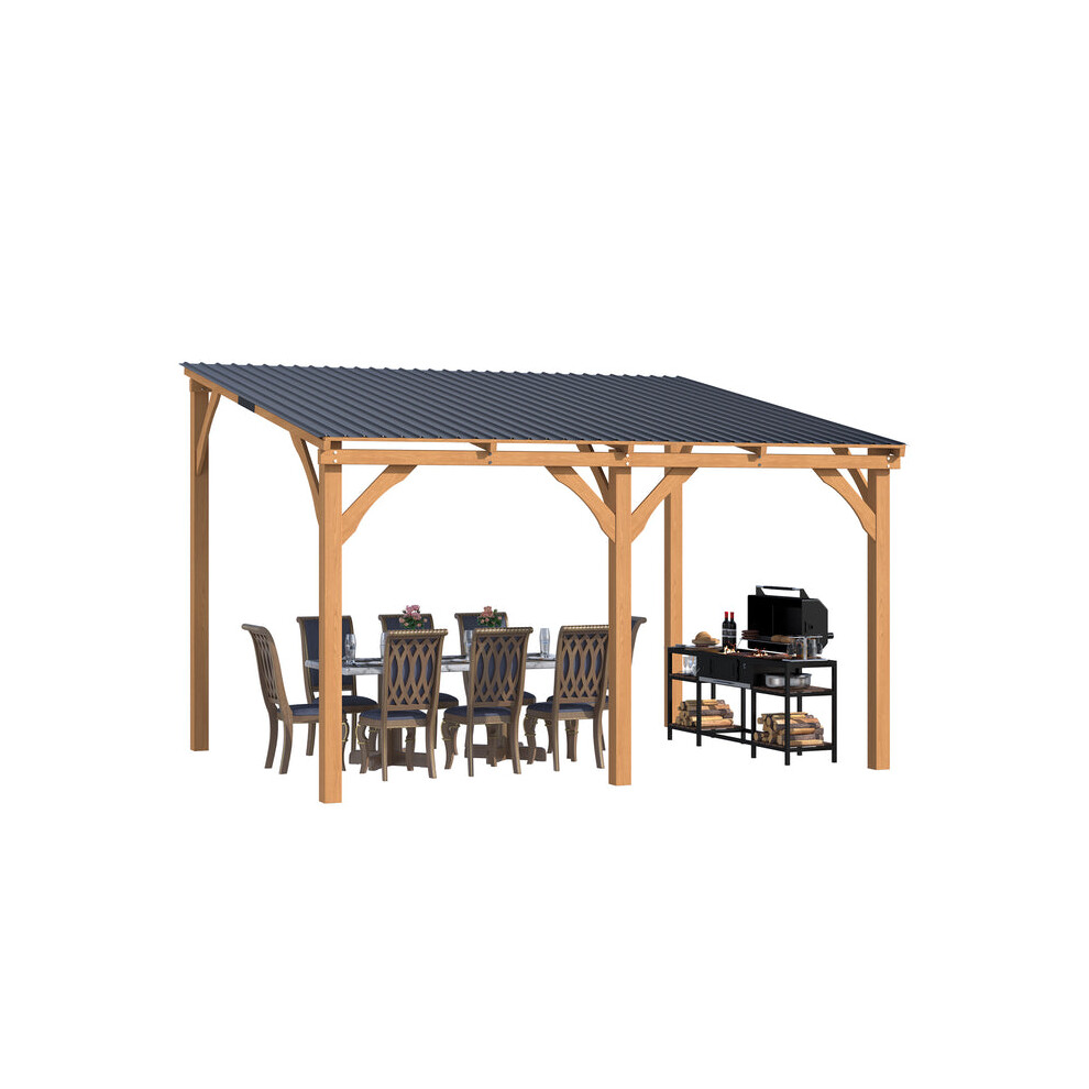Yodolla 12' X 10' Outdoor Wooden Gazebo, Patio Lean To Hardtop Pergolas And Gazebos