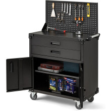 132cm Heavy Duty Garage Workbench with Pegboard & Drawers
