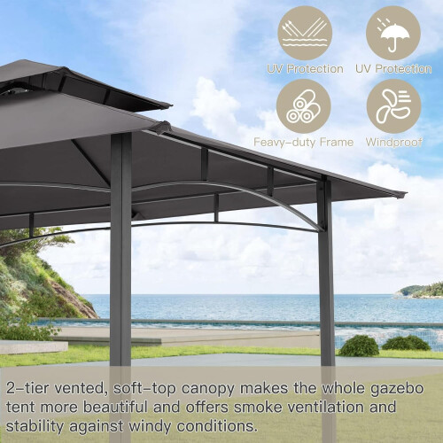 Grillpavillon 2,4m1,5m, Grillüberdachung für Außengrill 1