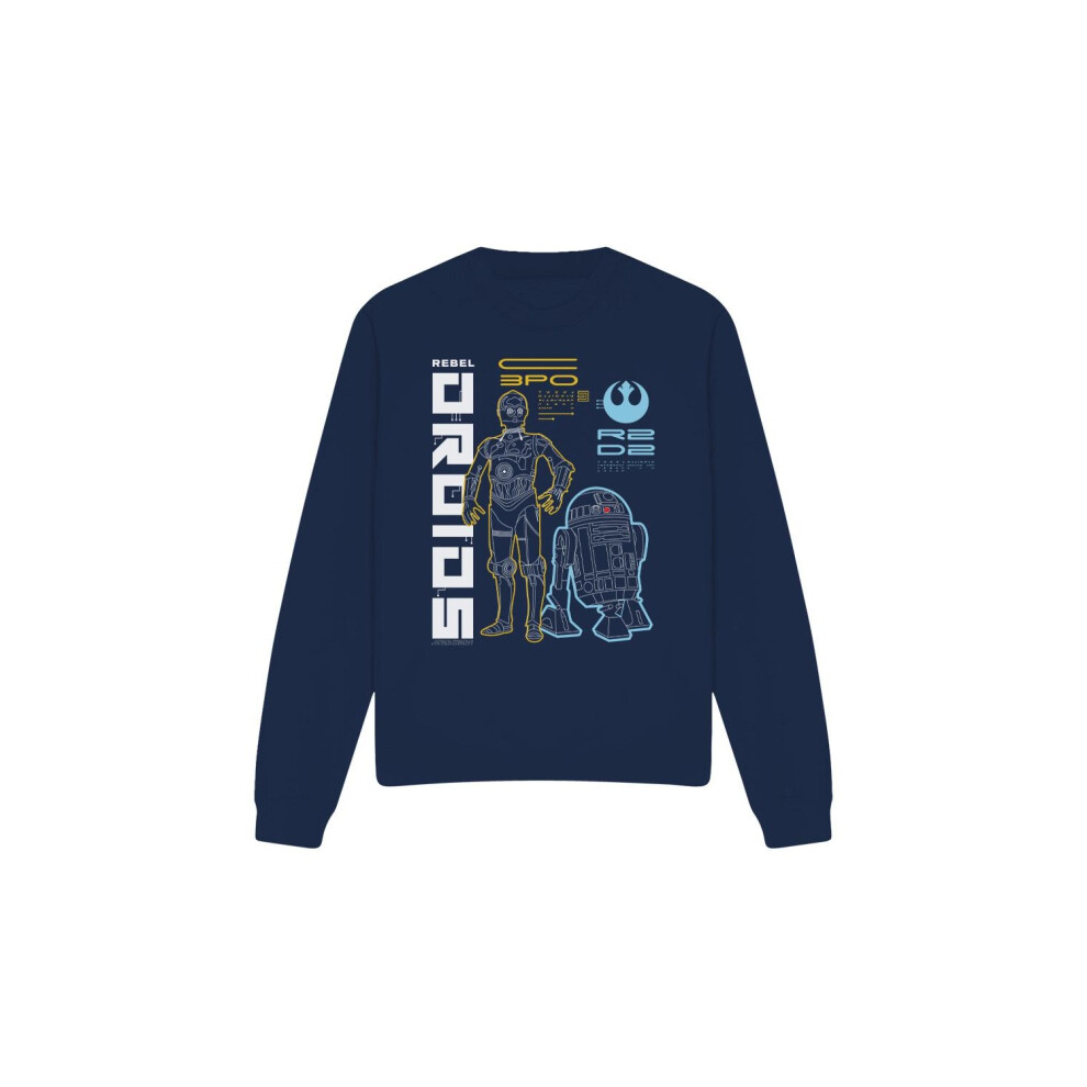 Star Wars (Xl, Navy) Unisex Adult Rebel Droids Sweatshirt Blue,Multicoloured