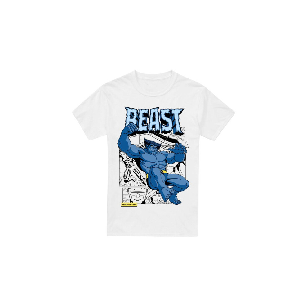 Marvel (M, ) Mens X-Men Beast Comic T-Shirt White