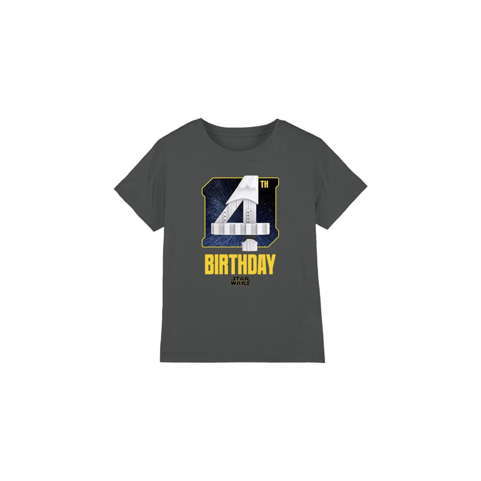 Star Wars (7-8 Years, Charcoal) Childrens/Kids Stormtrooper Space 4Th Birthday T-Shirt