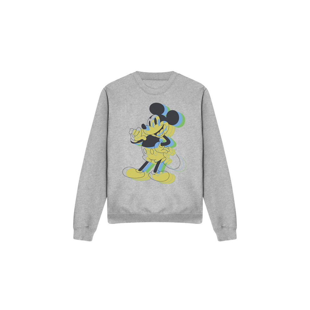 Disney (S, Sport Heather) Unisex Adult Trippy Mickey Mouse Sweatshirt Multicoloured