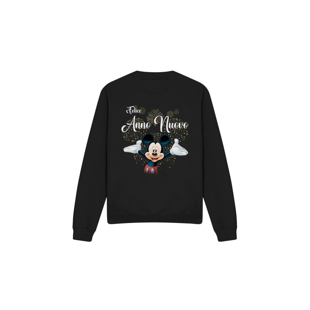 Disney (Xxl, Black) Unisex Adult Italian Mickey Mouse Fireworks New Year Sweatshirt
