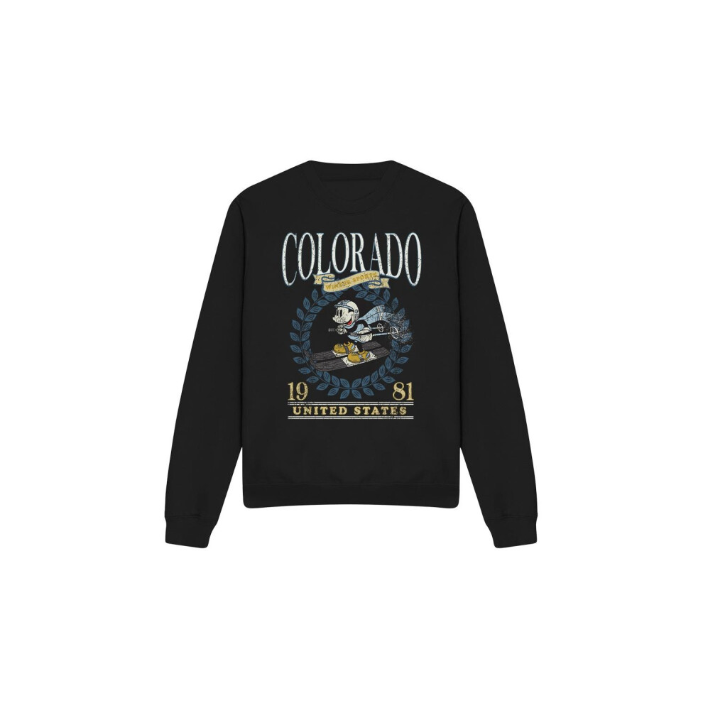 Disney (S, Black) Unisex Adult Colorado Ski Mickey Mouse Sweatshirt