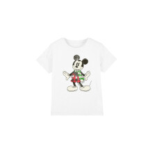 (7-8 Years, White) Disney Childrens/Kids Mickey Mouse Retro Scarf Christmas T-Shirt