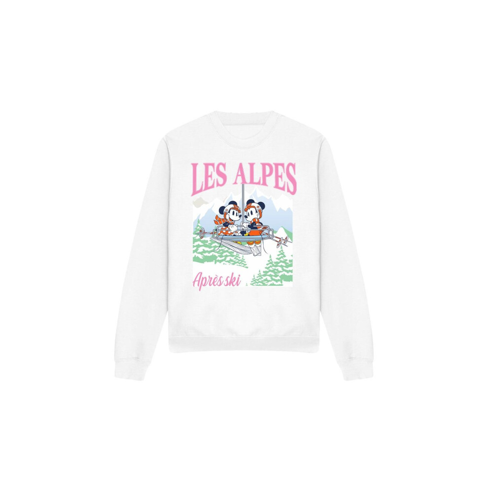 Disney (L, White) Unisex Adult Les Alpes Mickey Mouse Sweatshirt