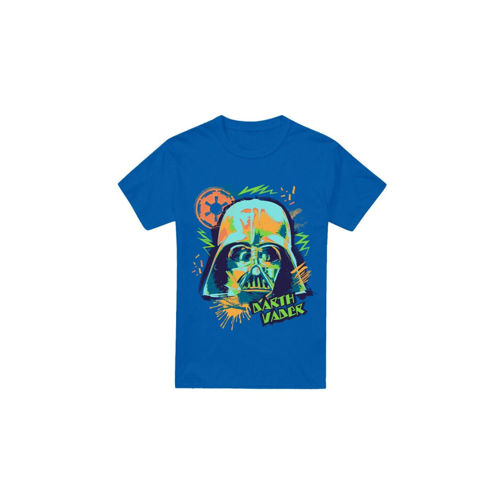 Star Wars (Xxl, Royal ) Mens 90S Darth Vader T-Shirt Blue