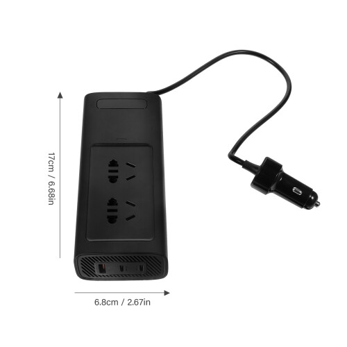 2Pièces Transformateur 12V-220V USB Type-C Noir Pièce ABS 1