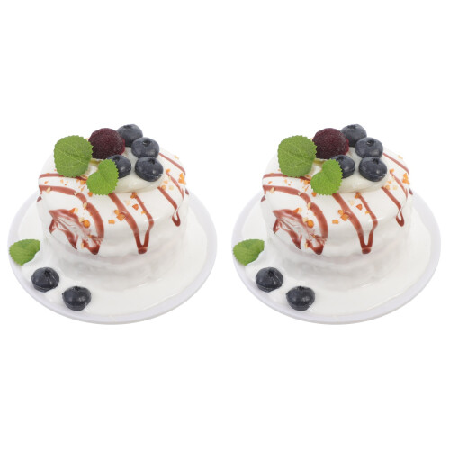 2Pièces Gâteau Simulation Blanc En PU Sécurisé Idéal Pour Décor Festif 2