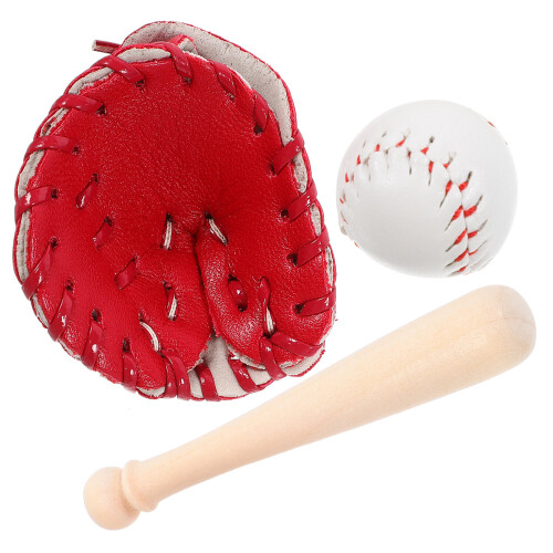 4Ensembles Mini Ballon Baseball Miniature Rouge ABS Accessoires Maison 2