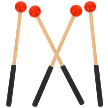 2Paires Maillets Percussion Bois Et Caoutchouc Rouge Pour Tambour