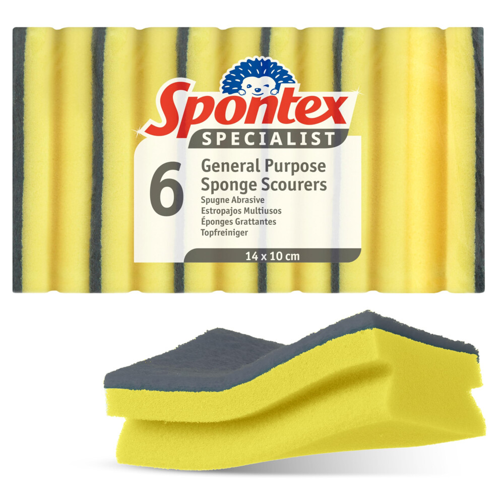 Spontex Specialist Washing Up Sponge Scourers | Xl | Hard Wearing & Versatile For Professional Cleaning | 6 Pack 5051227060280