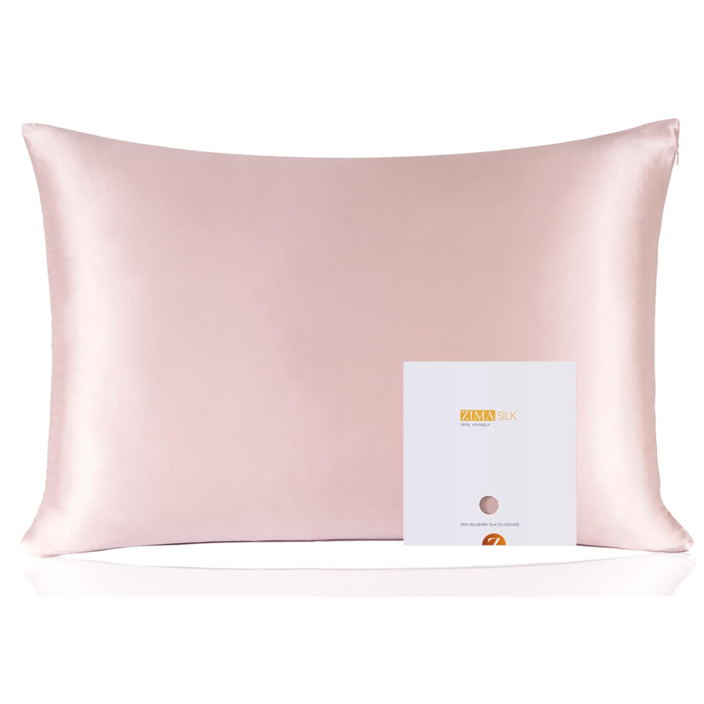 Zimasilk 100% Mulberry Silk Pillowcase For Hair And Skin Health, Soft & Smooth, Both Sides Premium Grade 6A Silk, 600 Thread Count, With Hidden Zippe