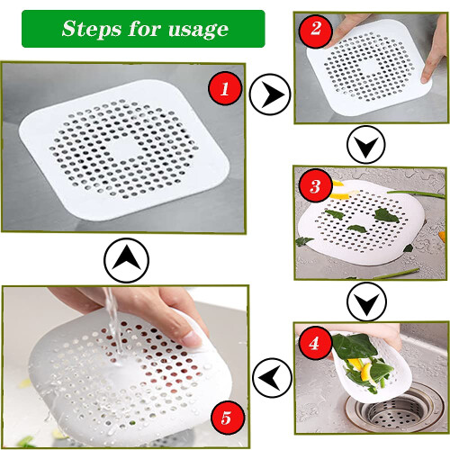 4 Pcs Silicone Drain Protector with Sucker Sink Strainer Protector Shower D 2
