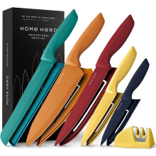 Home Hero Ultra-Sharp Stainless Steel Kitchen Knife Set - Chef Knives Set (11 pcs Set - Multi-Colour with Sheath)